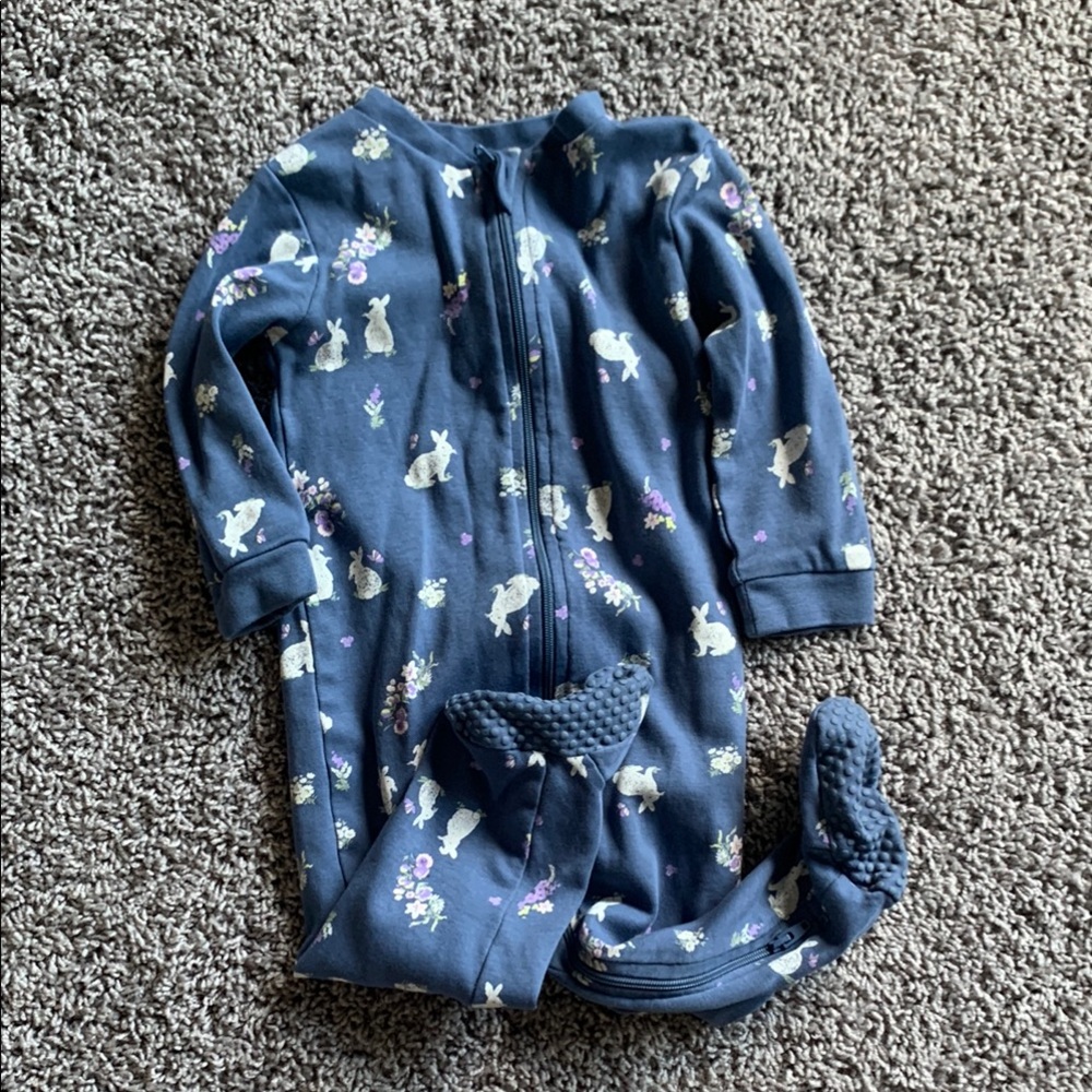 Navy Blue Baby Onesie with Bunny Print Size 6-13 Month Brand New Condition